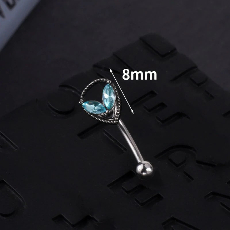 16G Skull Eyebrow Ring Stainless Steel Black Gothic Skeleton Heart Eyebrow