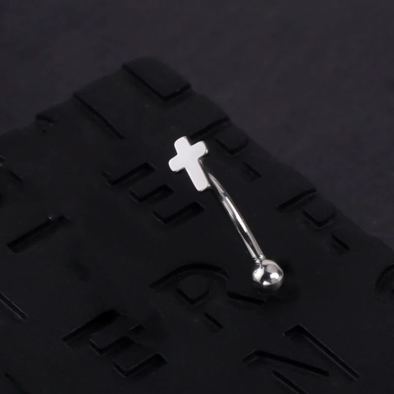 16G Skull Eyebrow Ring Stainless Steel Black Gothic Skeleton Heart Eyebrow