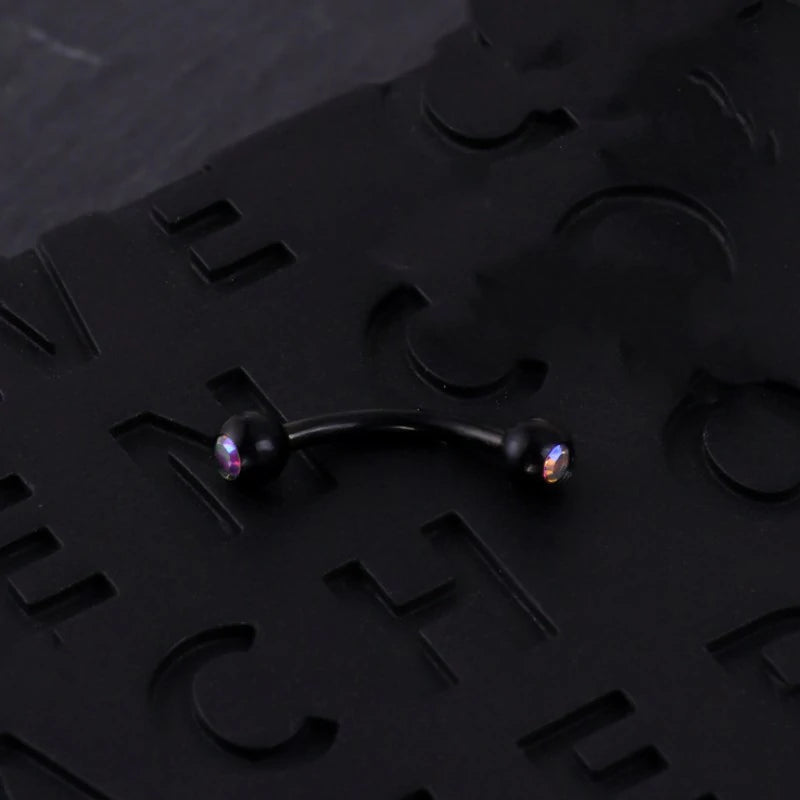 16G Skull Eyebrow Ring Stainless Steel Black Gothic Skeleton Heart Eyebrow