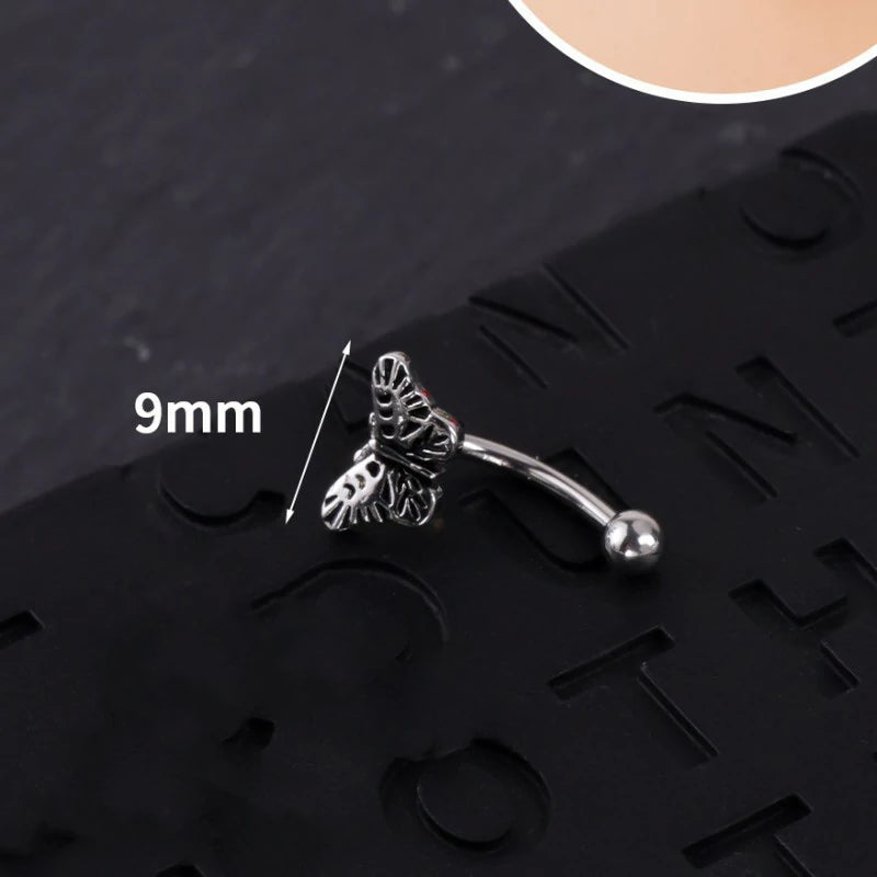 16G Skull Eyebrow Ring Stainless Steel Black Gothic Skeleton Heart Eyebrow