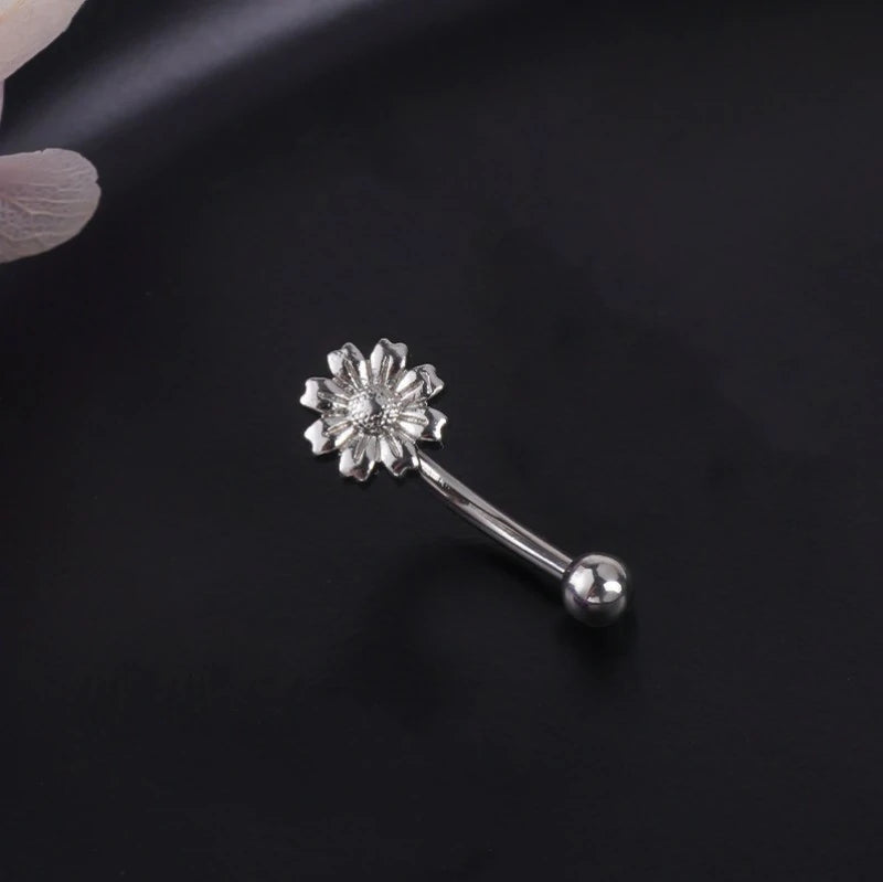16G Skull Eyebrow Ring Stainless Steel Black Gothic Skeleton Heart Eyebrow