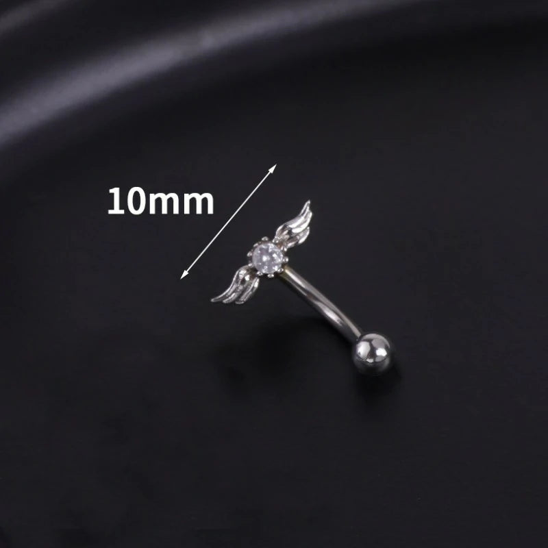 16G Skull Eyebrow Ring Stainless Steel Black Gothic Skeleton Heart Eyebrow