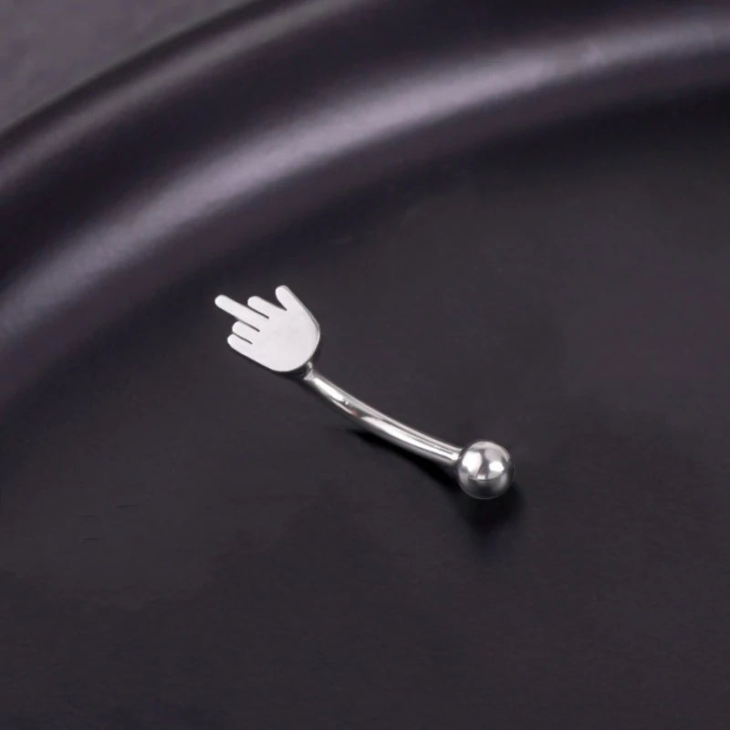 16G Skull Eyebrow Ring Stainless Steel Black Gothic Skeleton Heart Eyebrow
