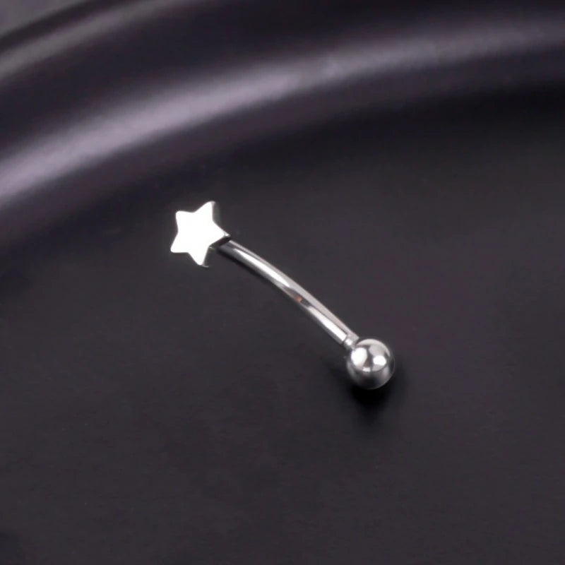 16G Skull Eyebrow Ring Stainless Steel Black Gothic Skeleton Heart Eyebrow