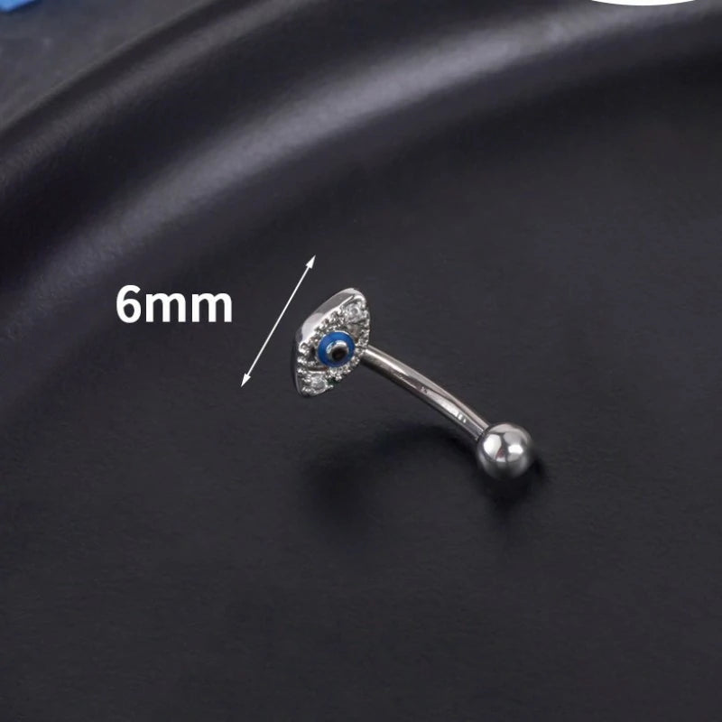16G Skull Eyebrow Ring Stainless Steel Black Gothic Skeleton Heart Eyebrow