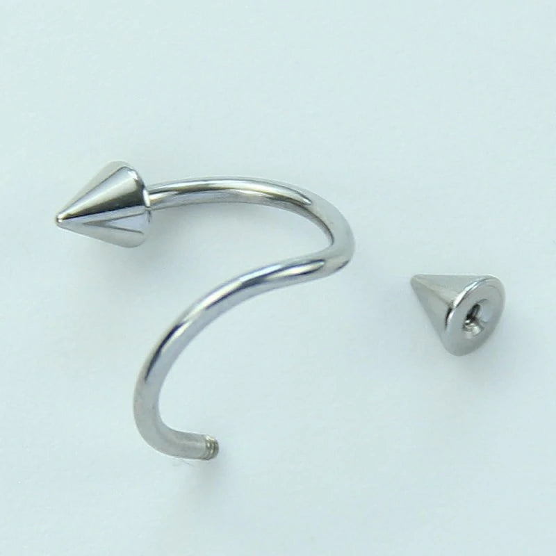 16G Spiral Lip Rings Punk Spike Lower Labret Studs Cartilage Tragus Helix Spike