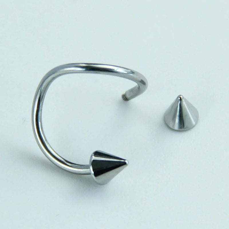 16G Spiral Lip Rings Punk Spike Lower Labret Studs Cartilage Tragus Helix Spike