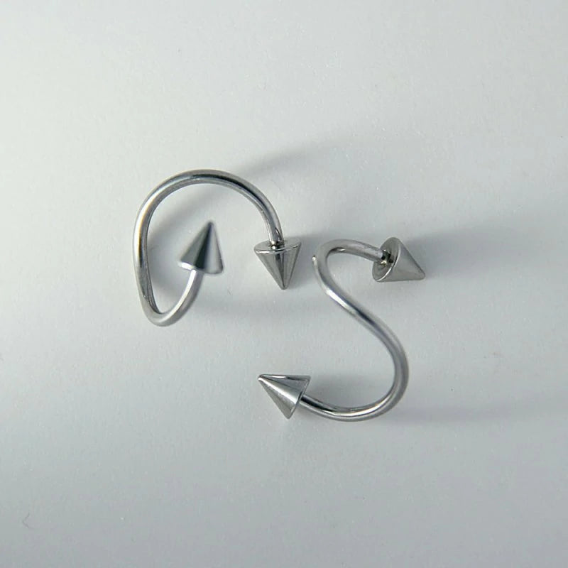 16G Spiral Lip Rings Punk Spike Lower Labret Studs Cartilage Tragus Helix Spike
