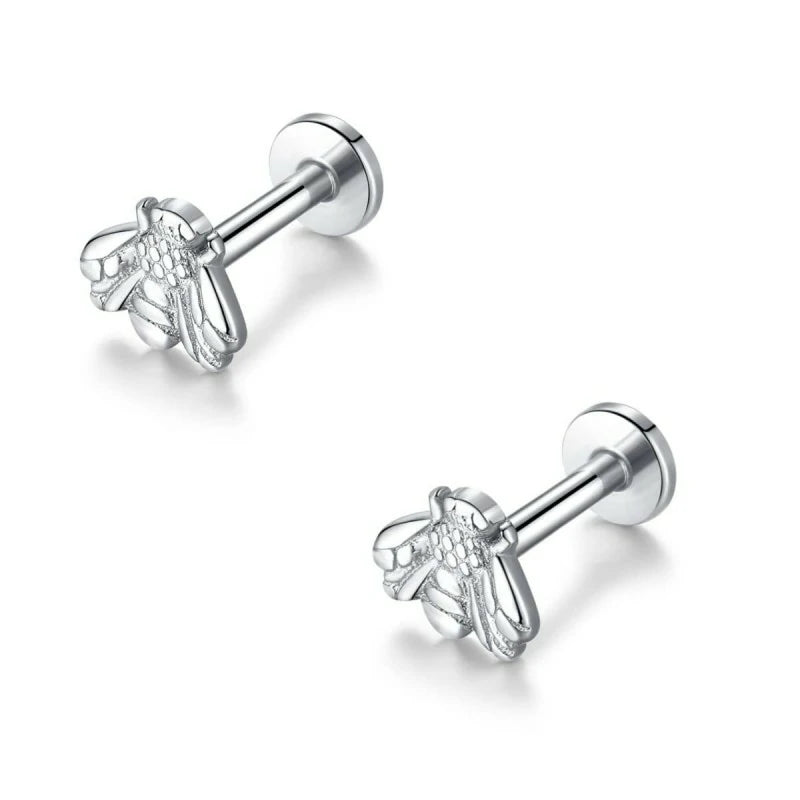16G Top Honeybee Cartilage Stud Earrings Tiny Bee Flat Back Screw Lip Tongue