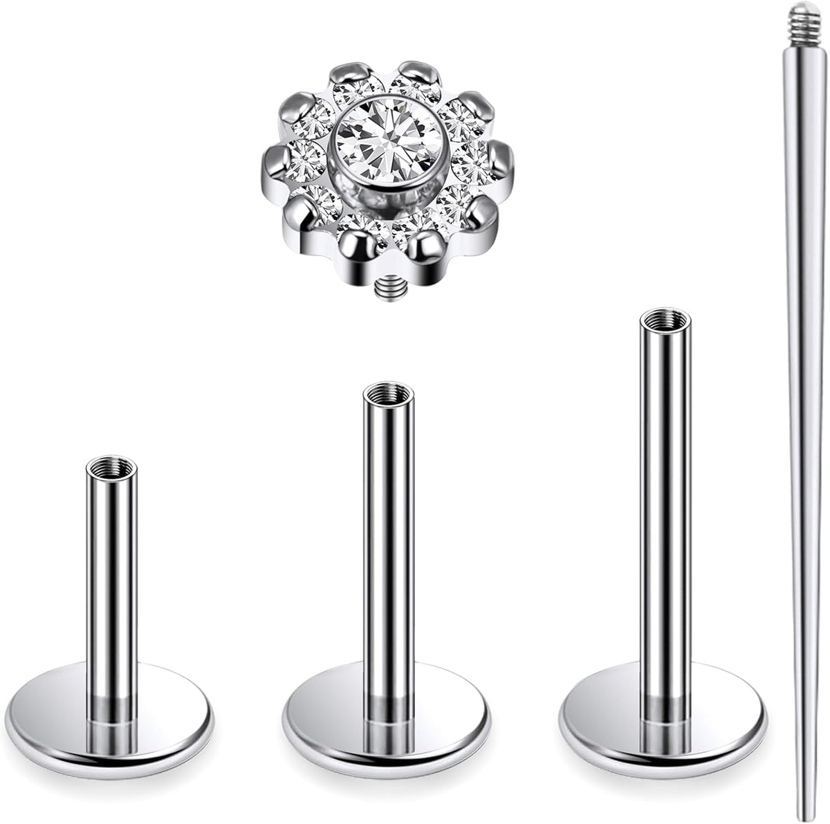 16G Astm F136 Titanium Internal Thread Flat Back Earrings Nose Studs Tragus Forward Helix Conch Cartilage Lobe Earrings - QIAO CrystalQIAO CrystalQIAO Crystal