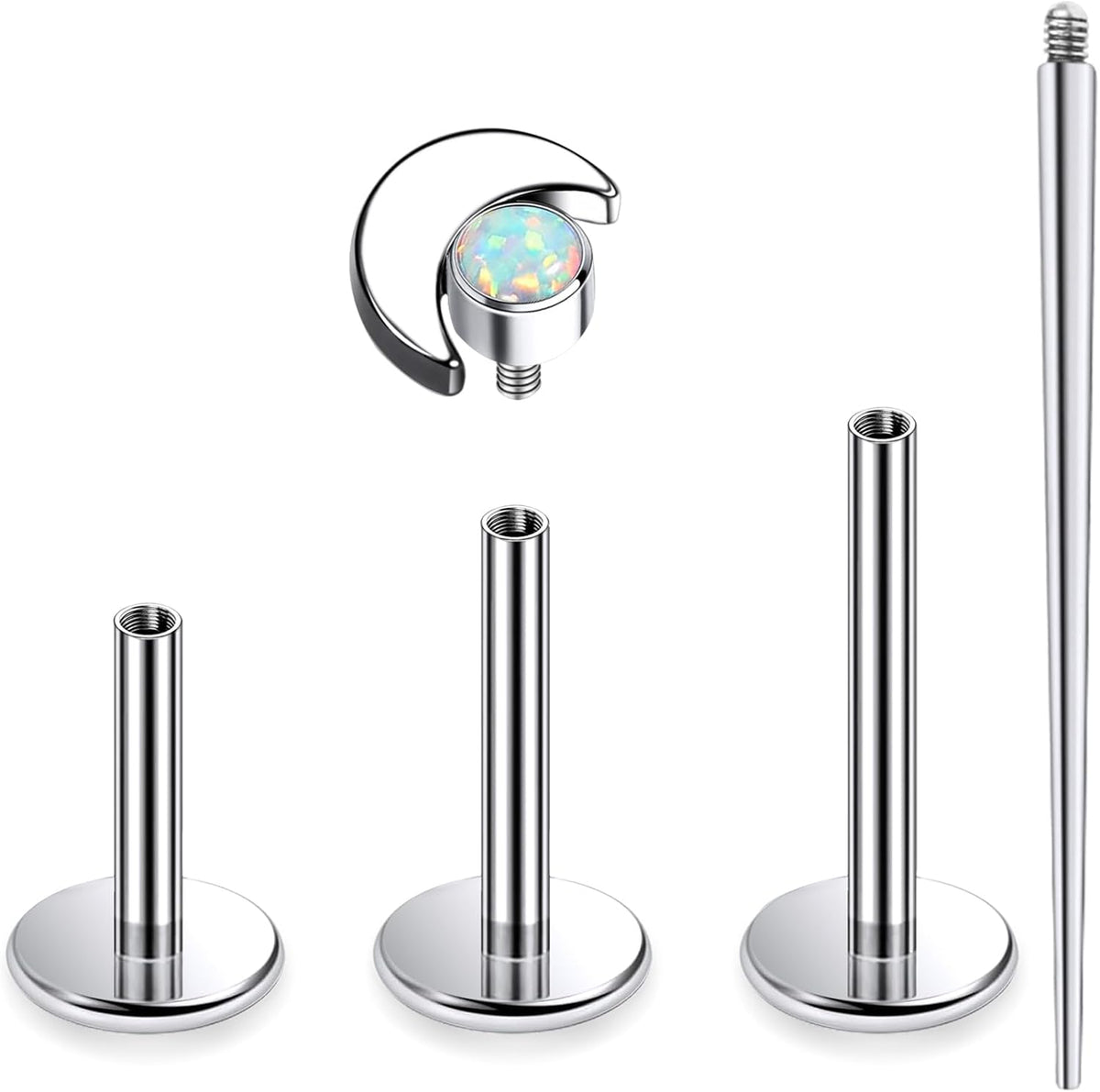 16G Astm F136 Titanium Internal Thread Flat Back Earrings Nose Studs Tragus Forward Helix Conch Cartilage Lobe Earrings - QIAO CrystalQIAO CrystalQIAO Crystal