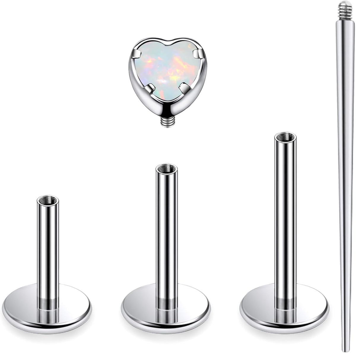 16G Astm F136 Titanium Internal Thread Flat Back Earrings Nose Studs Tragus Forward Helix Conch Cartilage Lobe Earrings - QIAO CrystalQIAO CrystalQIAO Crystal