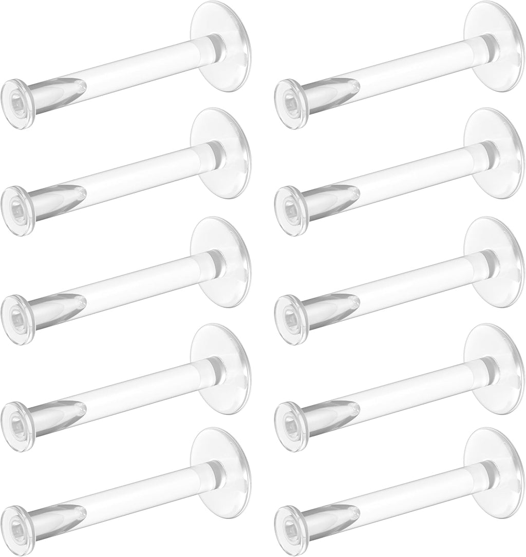 16g Clear Earrings for Sports, Work, Surgery -Labret Clear Piercing Retainers 10pc Set - Plastic Clear Piercings Stud Earrings for Cartilage Helix Tragus Lip Medusa Monroe (6mm, 8mm, 10mm, 12mm) - QIAO CrystalQIAO CrystalQIAO Crystal