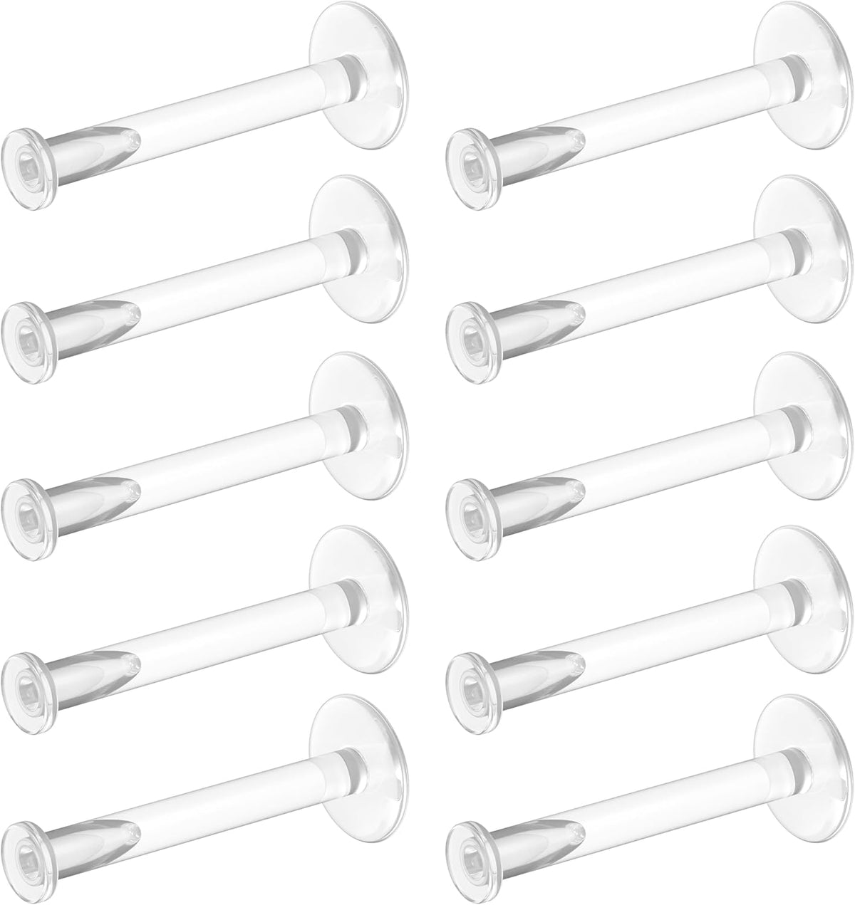 16g Clear Earrings for Sports, Work, Surgery -Labret Clear Piercing Retainers 10pc Set - Plastic Clear Piercings Stud Earrings for Cartilage Helix Tragus Lip Medusa Monroe (6mm, 8mm, 10mm, 12mm) - QIAO CrystalQIAO CrystalQIAO Crystal