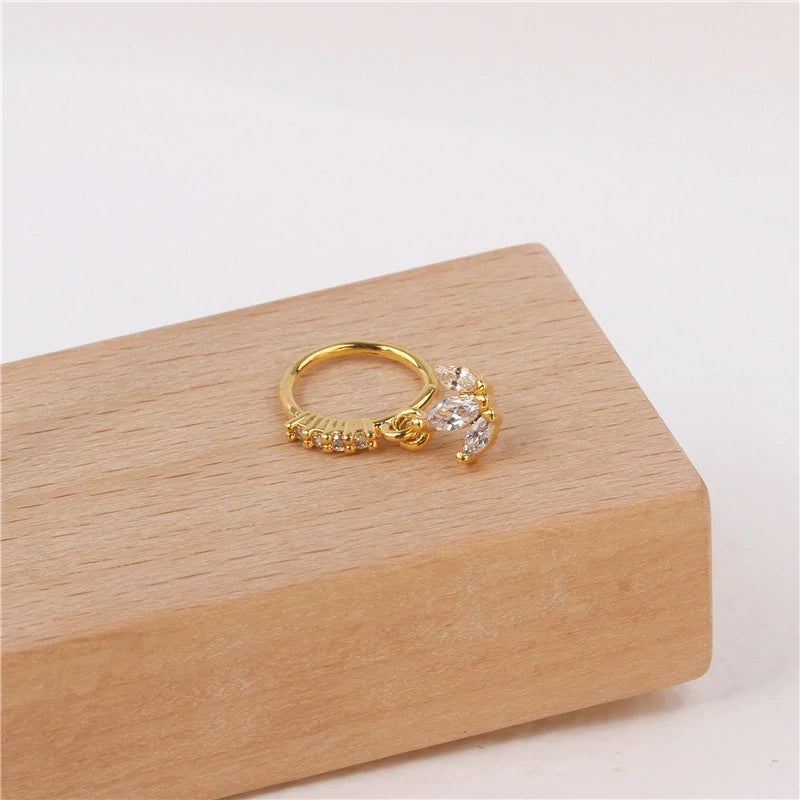 18G Titanium Cartilage Hoop Earrings Hinged Silver Gold CZ Nose Ring Upper Ear Tragus Daith Conch Helix