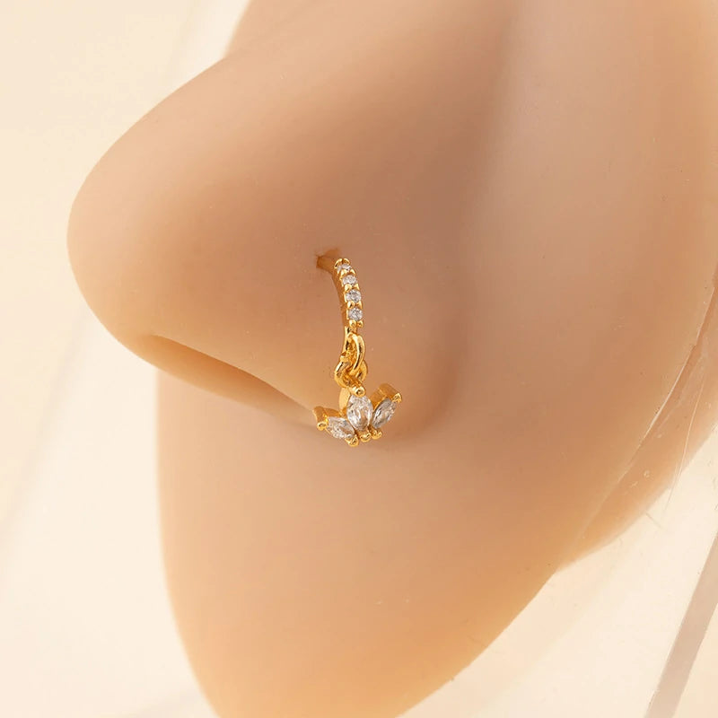 18G Titanium Cartilage Hoop Earrings Hinged Silver Gold CZ Nose Ring Upper Ear Tragus Daith Conch Helix