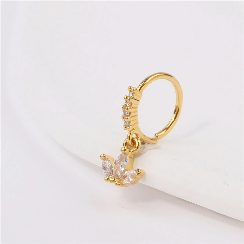 18G Titanium Cartilage Hoop Earrings Hinged Silver Gold CZ Nose Ring Upper Ear Tragus Daith Conch Helix