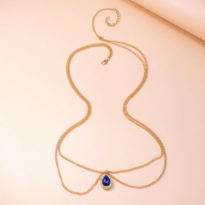 18K Gold Plated Belly Chain Rhinestone Body Chain Beach Waist Chain