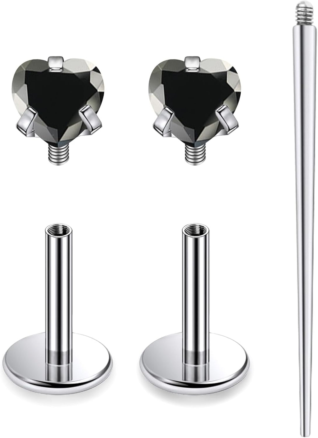 18G 16G Astm F136 Titanium Internal Thread Flat Back Earrings Nose Studs Tragus Helix - QIAO CrystalQIAO CrystalQIAO Crystal