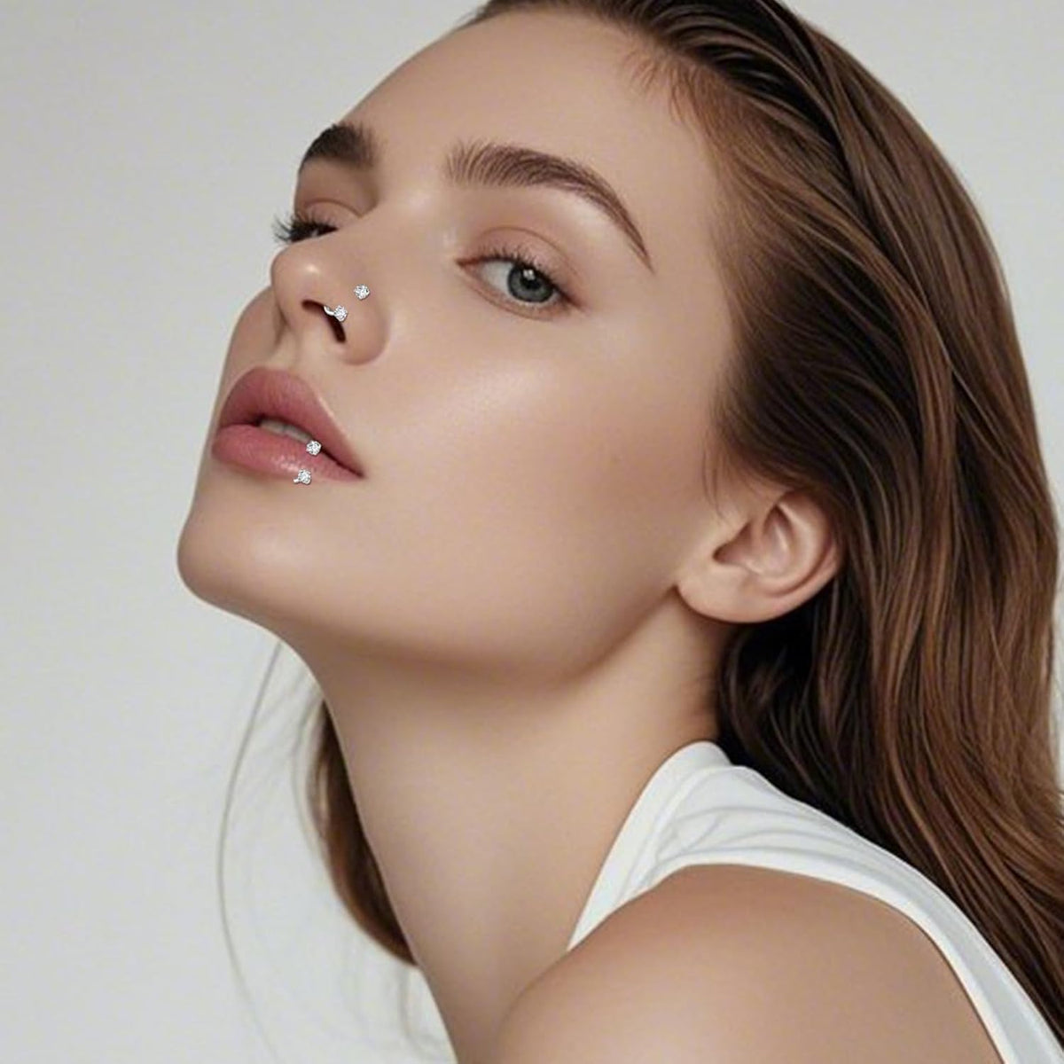18G Horseshoe Nose Rings Surgical Steel Nose Ring White Cubic Zirconia Nose Piercing,Internally Threaded Nose Rings For Women Ball Grabberand and Taper - QIAO CrystalQIAO CrystalQIAO Crystal