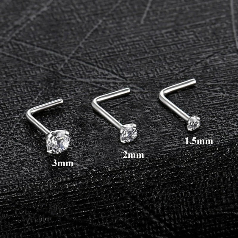 s18G/16G Nose Rings Hoop and 20g Nose Stud Sets Gold Silver L Shape/Corkscrew Nose Studs