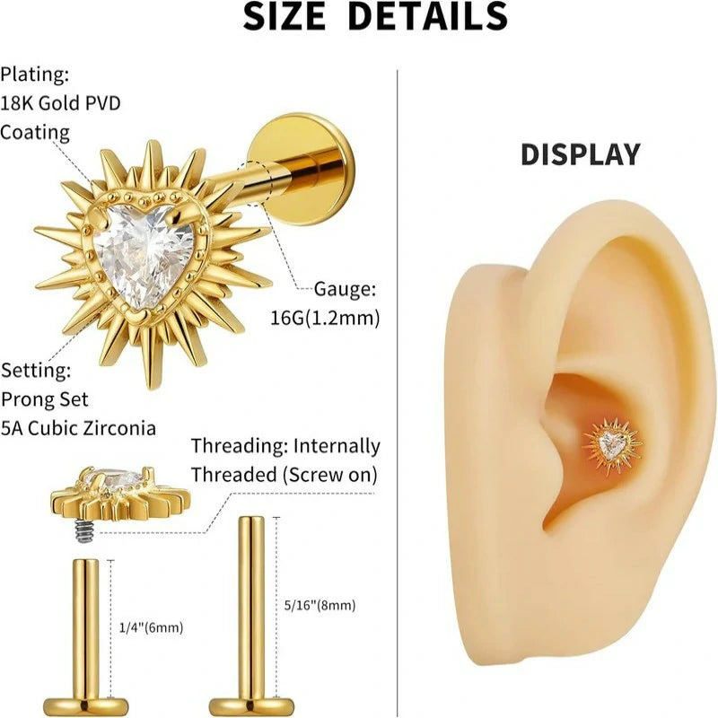 1PC ASTM F136 Titanium Broken Heart Piercing Jewelry for Conch
