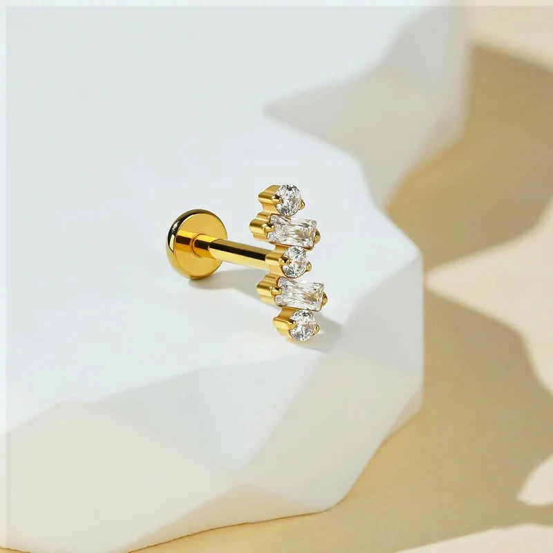 1PC ASTM F136 Titanium Piercing Jewelry Stud for Tragus Conch Helix Flat