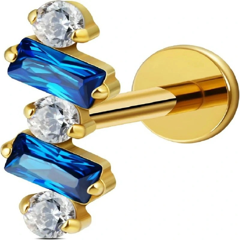 1PC ASTM F136 Titanium Piercing Jewelry Stud for Tragus Conch Helix Flat