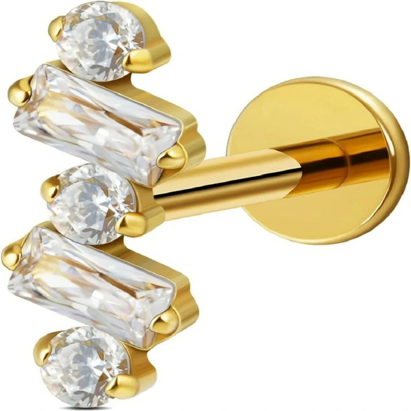 1PC ASTM F136 Titanium Piercing Jewelry Stud for Tragus Conch Helix Flat