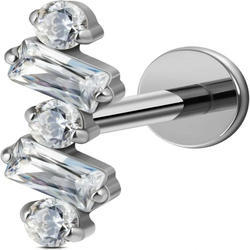 1PC ASTM F136 Titanium Piercing Jewelry Stud for Tragus Conch Helix Flat