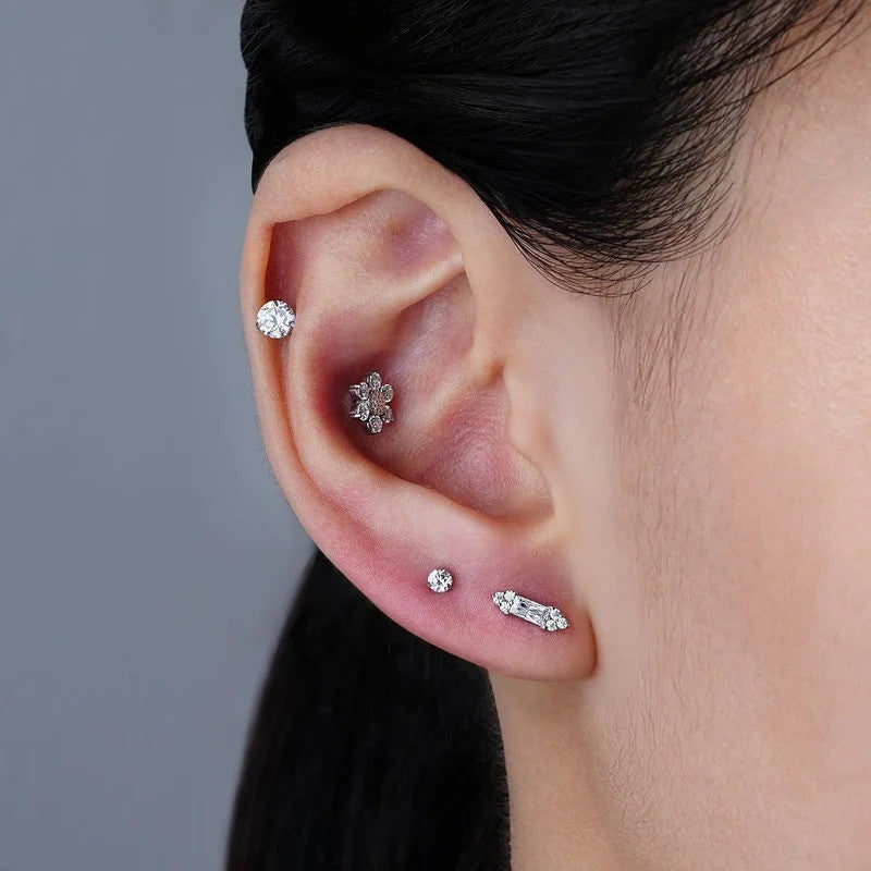 1PC ASTM F136 Titanium Piercing Jewelry for Tragus Conch Helix Flat Labret 16G