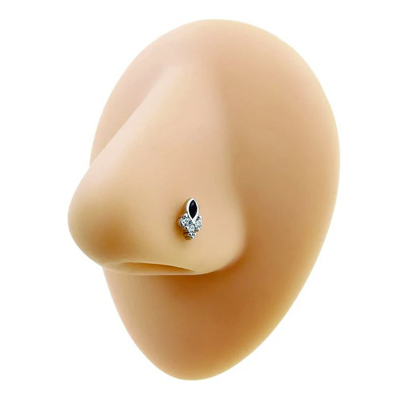 1PC L Shaped 316L Surgical Stainless Steel Nose Studs Multicolor Star Cubic Zirconia Cartilage Studs Nose Rings