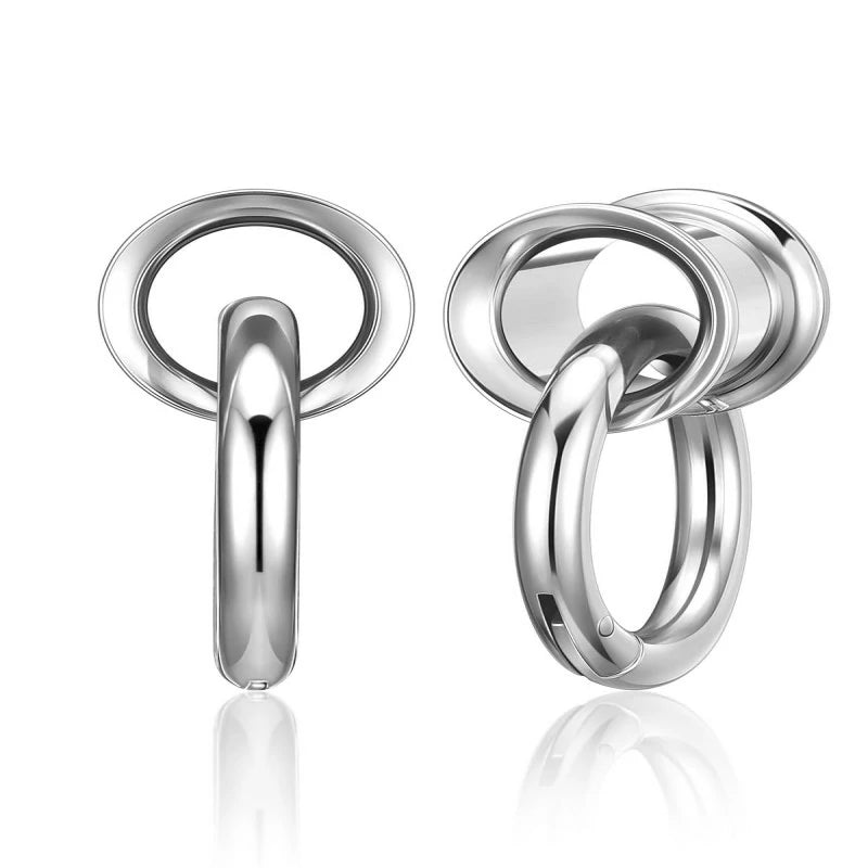 1 Pair Ear Guages with Rings Ear Weight Plugs Tunnels Hypoallergenic Ear Expander Stretchers