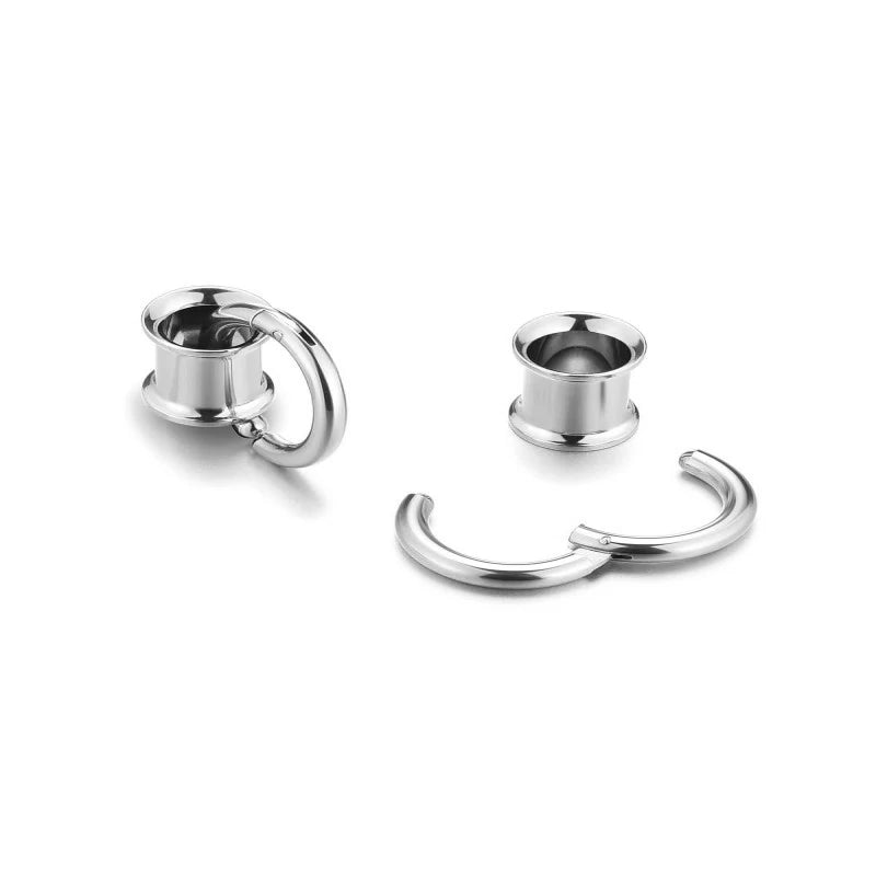 1 Pair Ear Guages with Rings Ear Weight Plugs Tunnels Hypoallergenic Ear Expander Stretchers