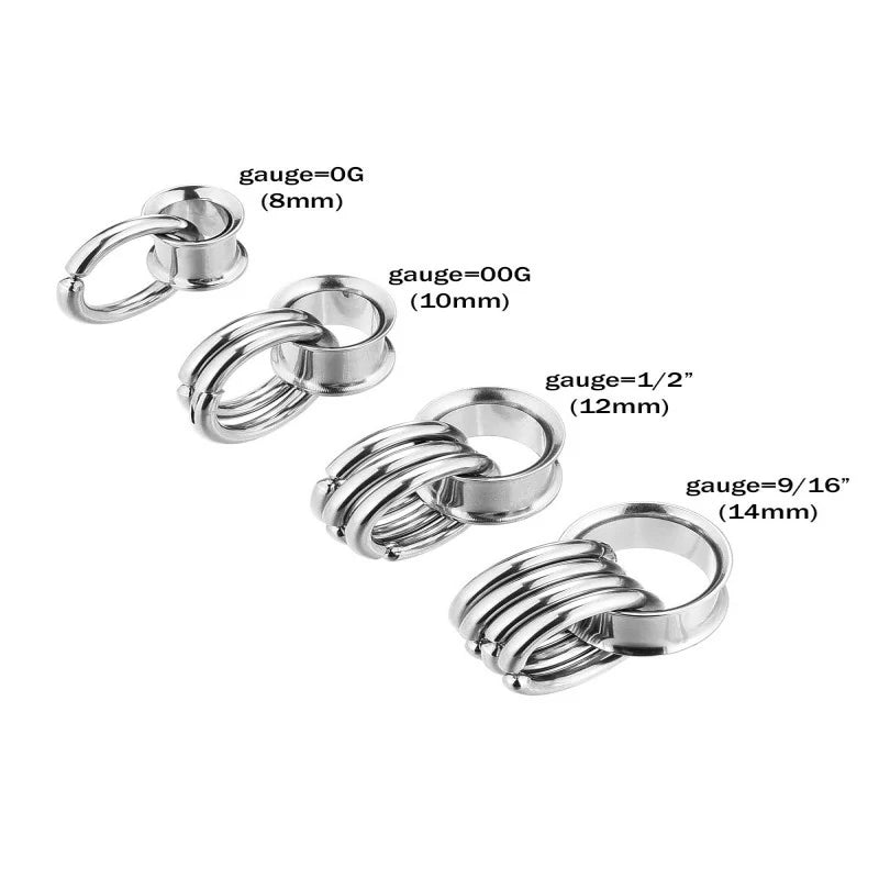 1 Pair Ear Guages with Rings Ear Weight Plugs Tunnels Hypoallergenic Ear Expander Stretchers