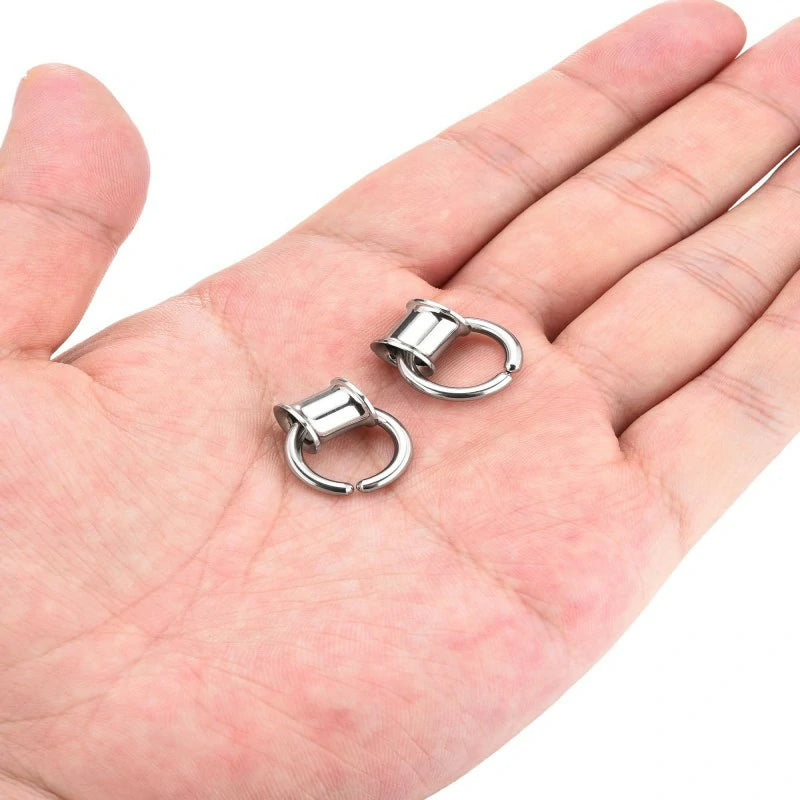 1 Pair Ear Guages with Rings Ear Weight Plugs Tunnels Hypoallergenic Ear Expander Stretchers