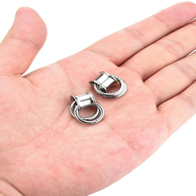 1 Pair Ear Guages with Rings Ear Tunnels Hypoallergenic Ear Expander Stretchers