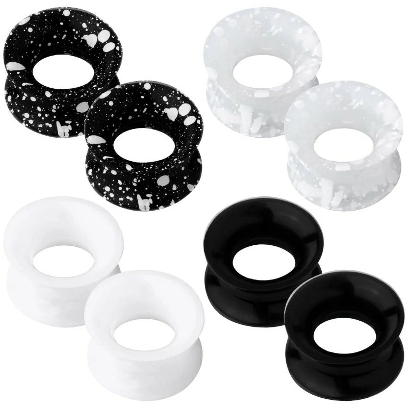 1 Pair Silicone Ear Gauges Flexible Ear Tunnels Plugs Stretchers Expander Double Flared Flesh Ear Piercing