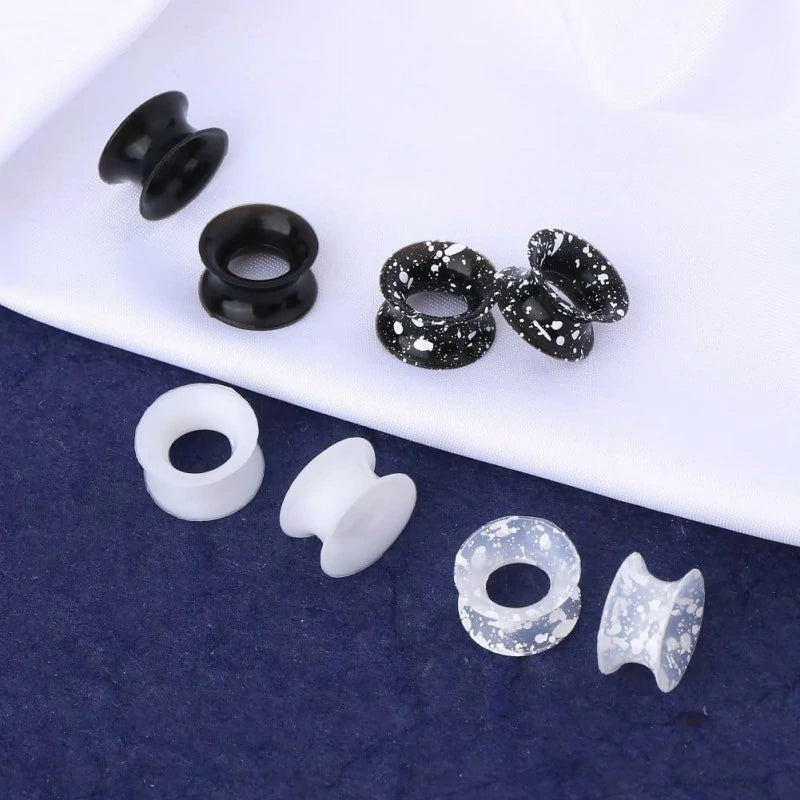 1 Pair Silicone Ear Gauges Flexible Ear Tunnels Plugs Stretchers Expander Double Flared Flesh Ear Piercing