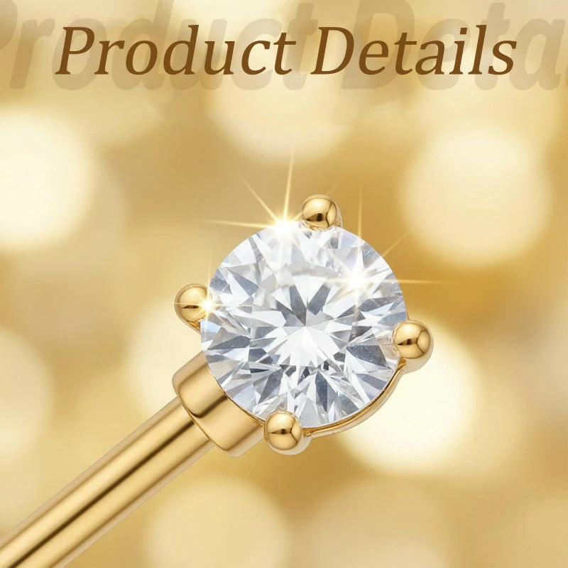 1Pcs Gold Sliver Industrial 14G Titanium Steel Cubic Zircon Industrial Bar