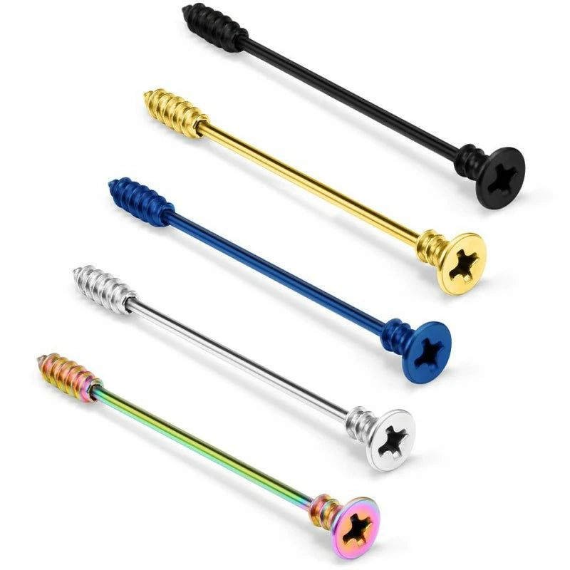 1 Pcs Screw Industrial Barbell Earring 14 Gauge Cartilage Body Piercing 1.5 Inch(38mm)