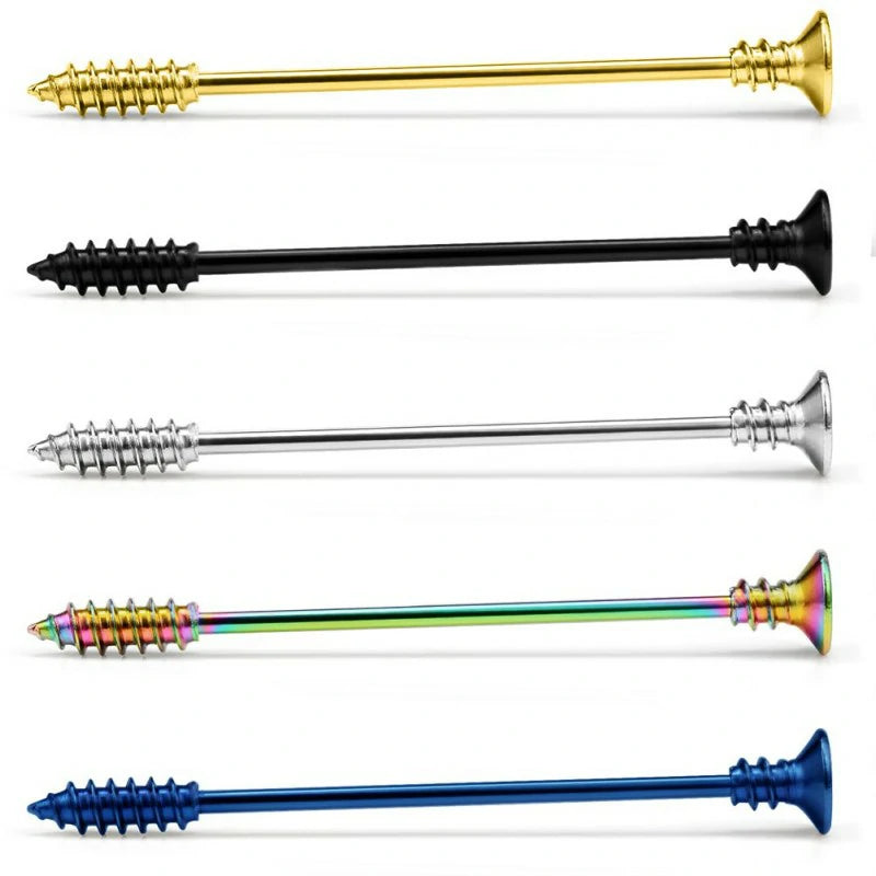 1 Pcs Screw Industrial Barbell Earring 14 Gauge Cartilage Body Piercing 1.5 Inch(38mm)