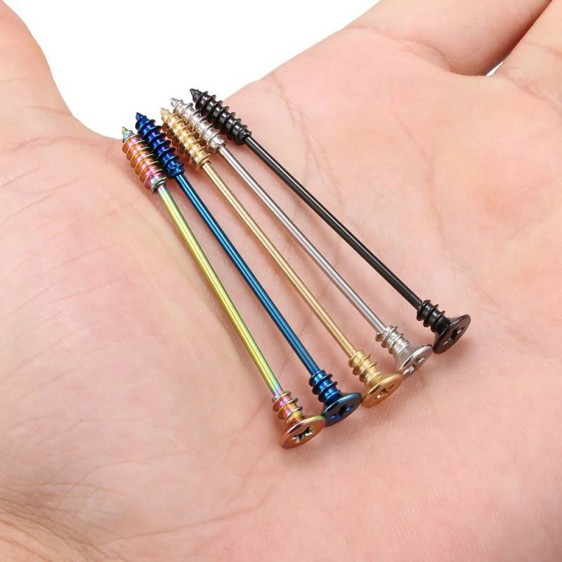 1 Pcs Screw Industrial Barbell Earring 14 Gauge Cartilage Body Piercing 1.5 Inch(38mm)
