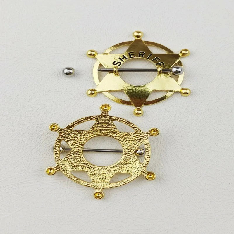 1 Pair of Rose Gold Plated Sheriff Nipple Shield Rings