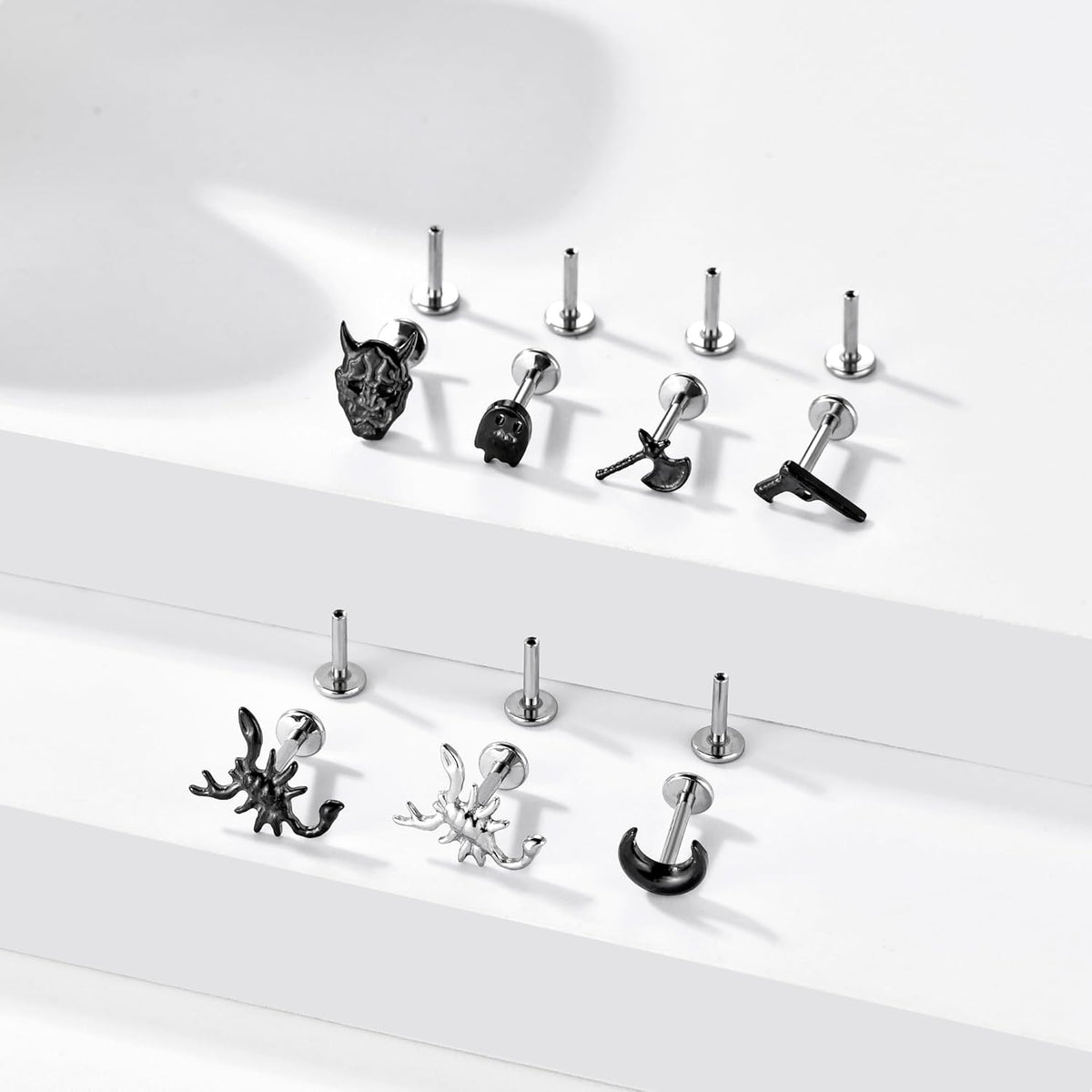 1Pcs G23 Titanium Flat Back Earrings Studs 16g F136 Implant Grade Titanium Labrets Press Fit Threadless Push In Dainty Cartilage Helix Conch Lobe Lip - QIAO CrystalQIAO CrystalQIAO Crystal
