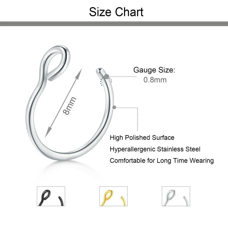 20G Fake Piercing Jewelry Hoop for Faux Lip Septum
