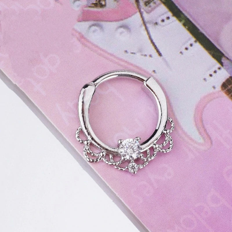 20G Nose Rings Hoops for Women 316L Stainless Surgical Steel Heart Butterfly Flower Cross Cubic Zirconia Nose Rings Hoops