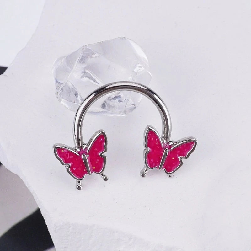 20G Nose Rings Hoops for Women 316L Stainless Surgical Steel Heart Butterfly Flower Cross Cubic Zirconia Nose Rings Hoops