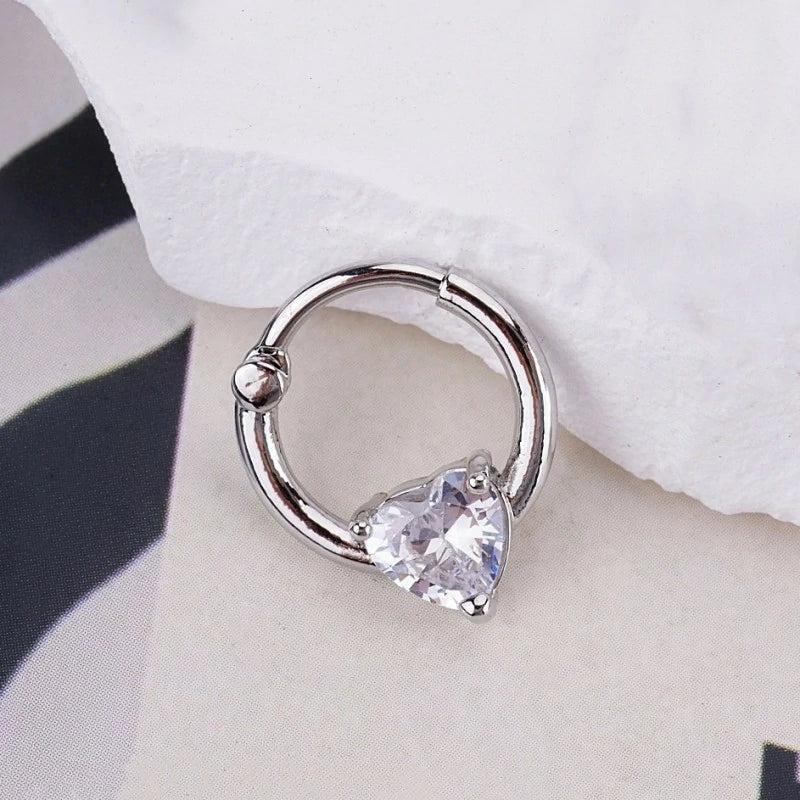 20G Nose Rings Hoops for Women 316L Stainless Surgical Steel Heart Butterfly Flower Cross Cubic Zirconia Nose Rings Hoops