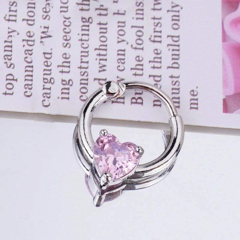 20G Nose Rings Hoops for Women 316L Stainless Surgical Steel Heart Butterfly Flower Cross Cubic Zirconia Nose Rings Hoops